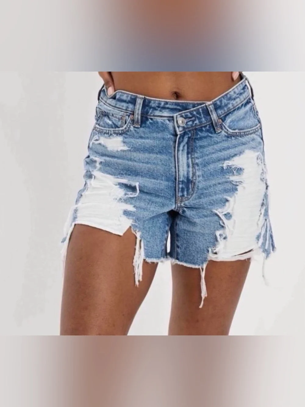 AMERICAN EAGLE OUTFITTERS highest rise baggy short crossover denim size 16 blue